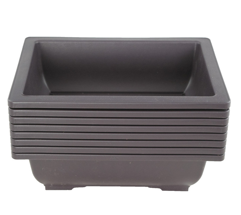 8 Rectangular Plastic Bonsai / Cactus & Succulent Pot 10"x 7.5"x 3" Dark Brown gallery