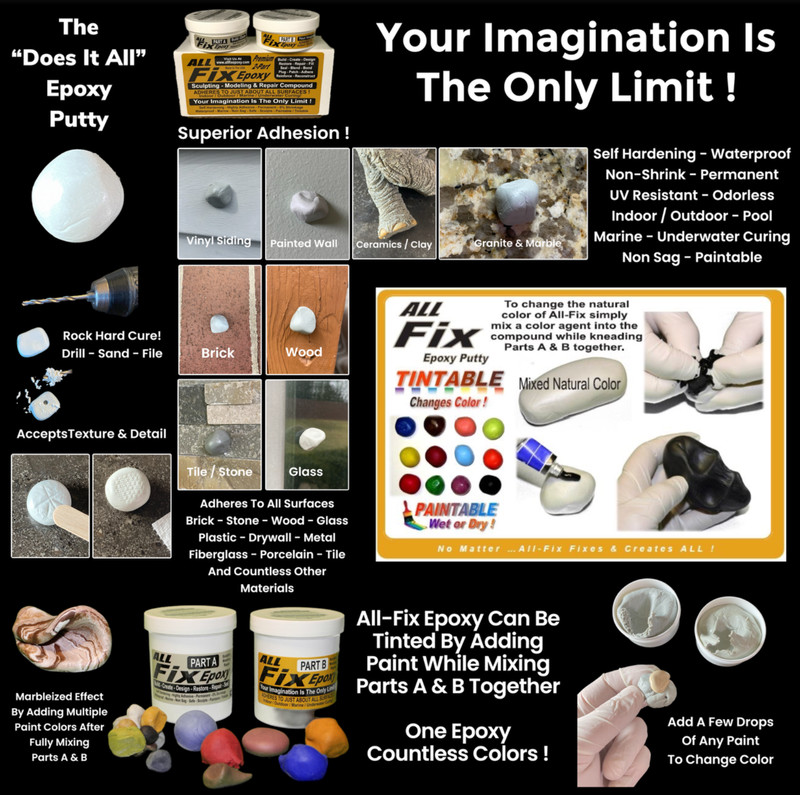 Epoxy Putty - Basement Walls CONCRETE TILE POOL REPAIR SEAL CRACKS All-Fix Brand gallery