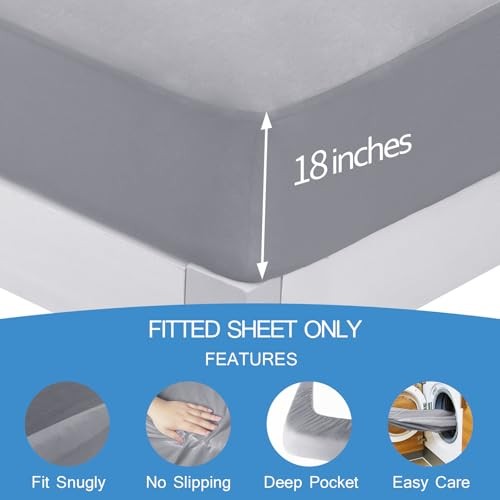 Split Top King Sheets Only, Head King Sheet for 34" Top Split Head King Gray gallery