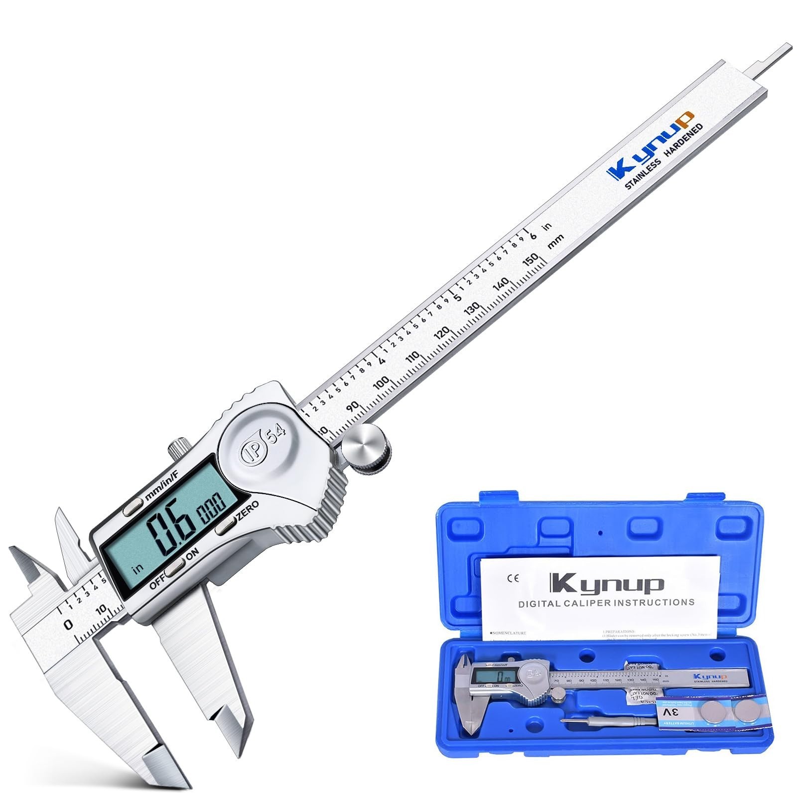 Digital Caliper 6 Inch Stainless Steel Measuring Tool, IP54 Splash Proof, LCD Di gallery