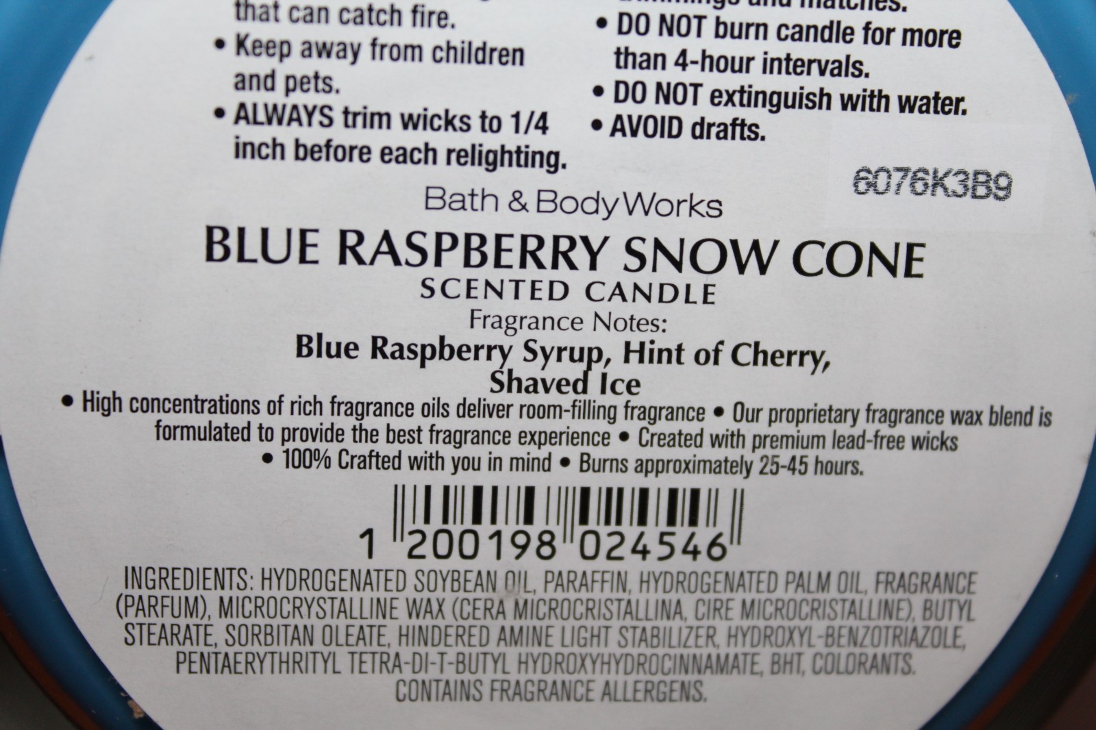 BATH & BODY WORKS 3 WICK CANDLE BLUE RASPBERRY SNOW CONE SCENT New! gallery