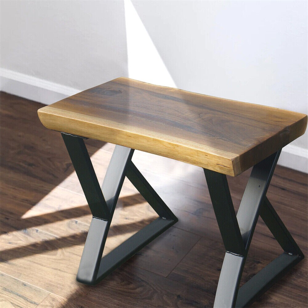 Rustic Teak Bench Table Natural Edge Solid Wood Seat Entryway Hallway Seating gallery