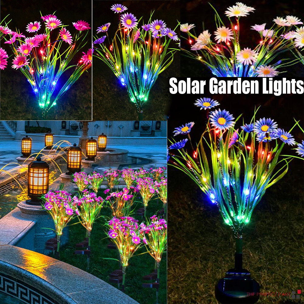 Solar Garden Lights Outdoor Waterproof LED Flower Stake Lamp Yard Patio Decor gallery