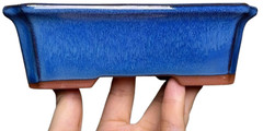 Rectangle Shohin Bonsai / Succulent Pot 5.9″x 4.2″x 1.6″ – Blue Glazed