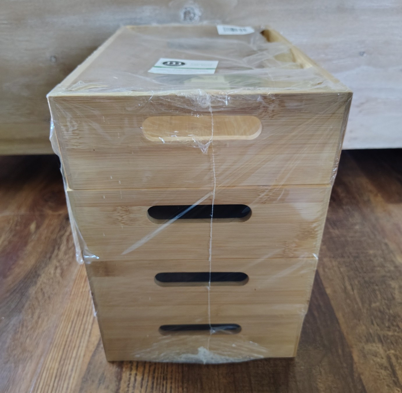 mDesign Wide Bamboo Pantry Bins With Labels ~ NEW, SET OF 4 gallery