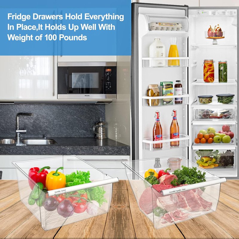 2 Pack Fridge Crisper Drawer Replacement for Kenmore Whirlpool WRS325FDAM04 gallery
