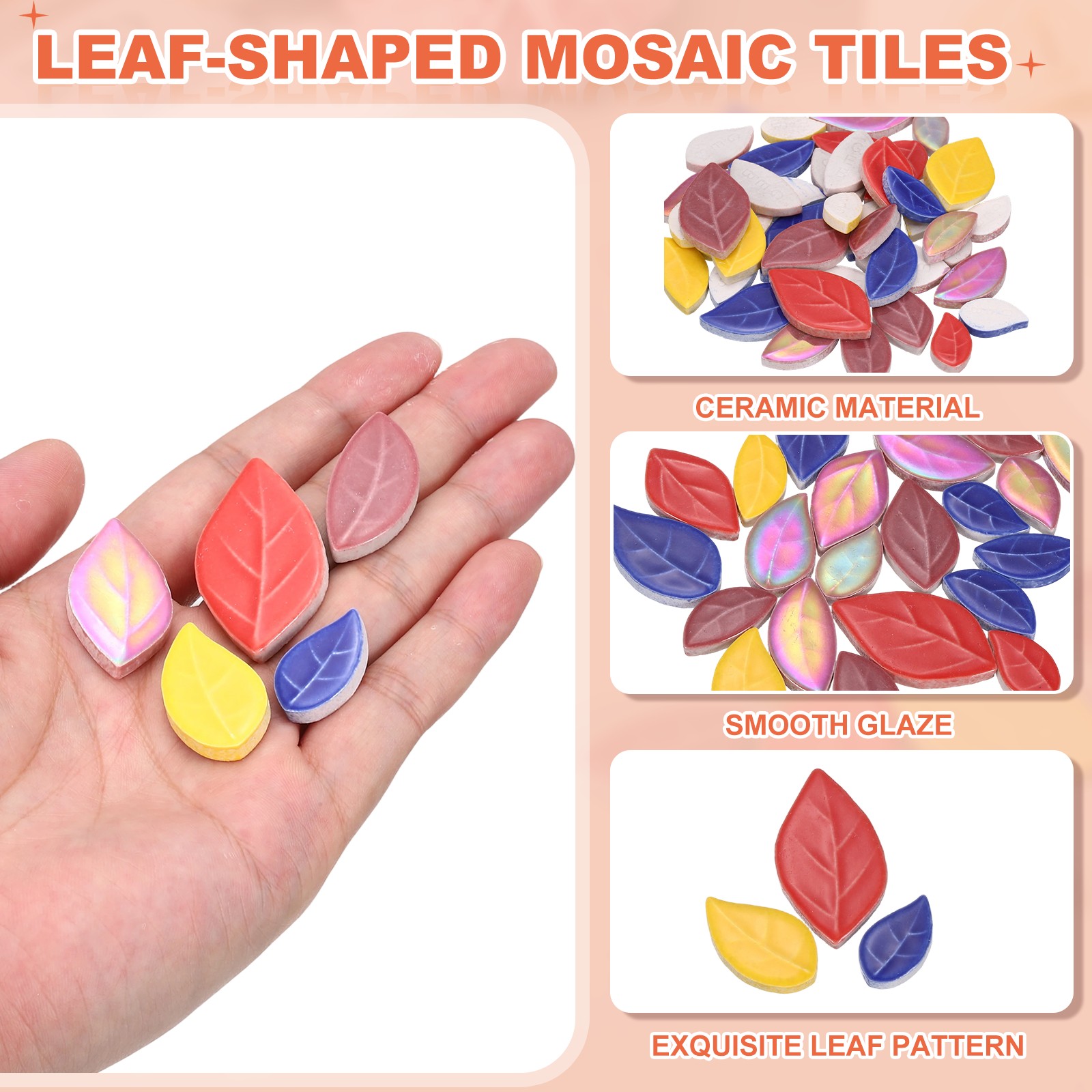 For Ceramic Mosaic Leaves 0.44LB, Light Green Iridescent for Crafts gallery