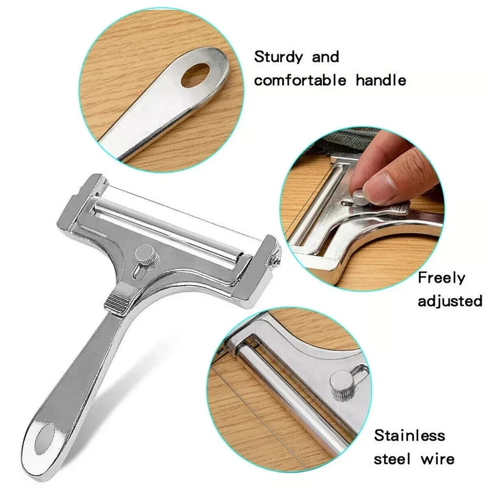 Cooking Hard Cheese Slicer Adjustable Stainless Steel Wire Cutter Kitchen Tool gallery