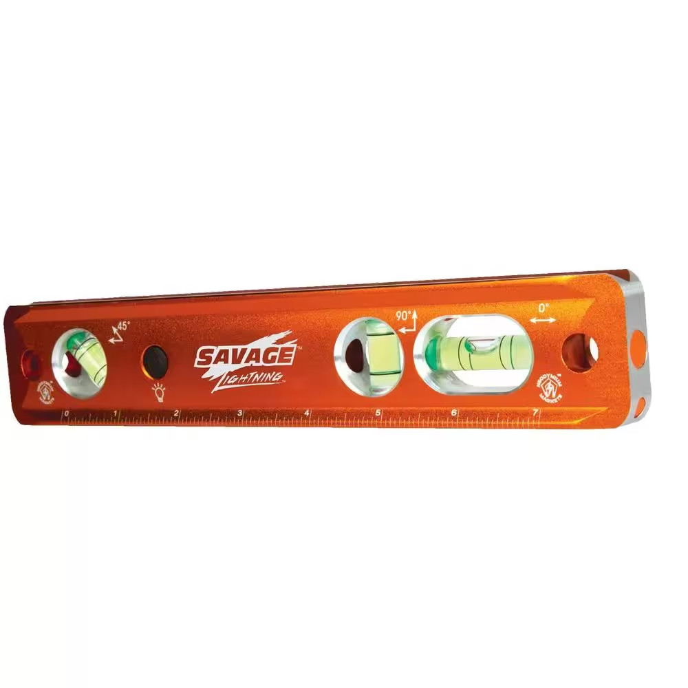 NEW Aluminum Lighted Magnetic Torpedo Level 9in 3 Vials, Ruler and Straight Edge gallery