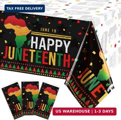 3 Pcs Juneteenth Tablecloths Happy Juneteenth Table Decorations Plastic Black Hi