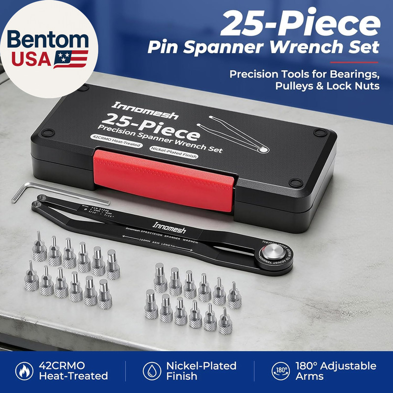 25 Piece Pin Spanner Wrench Set,42Crmo Heat-Treated,Nickel-Plated Finish,Adjusta gallery
