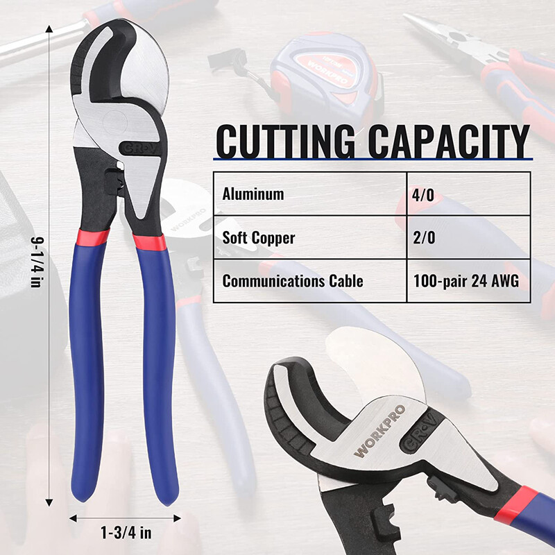WORKPRO 9-1/4" High Leverage Cable Cutter Wire Cutter for Copper Wire Heavy Duty gallery