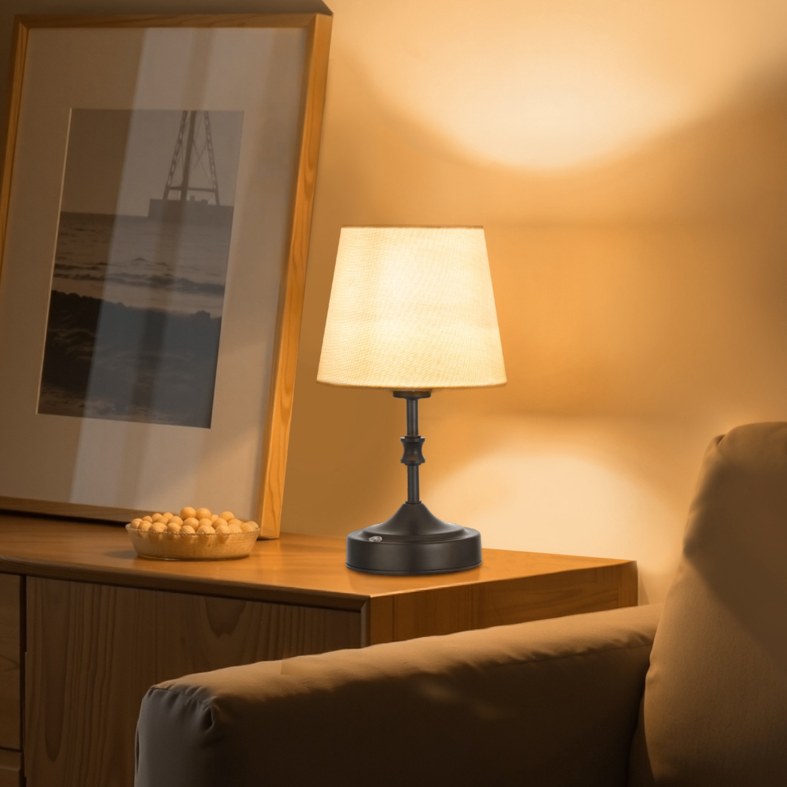 VEVOR Cordless Table Lamp Rechargeable Battery Small Desk Lamp Fabric Shade gallery