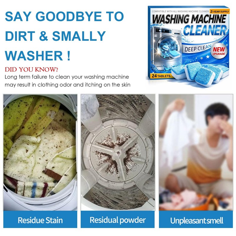 Washing Machine Cleaner Tablets 24 Pack Enzyme Deep Clean Front Load Washer gallery