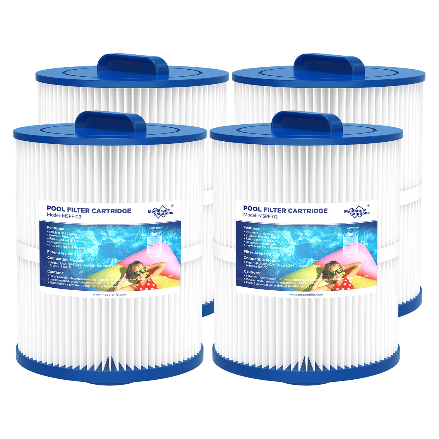4 Pack Hot Tub Pool Spa Filter Replace for Pleatco PAS50SV-F2M 6CH-502 FC-0311 gallery
