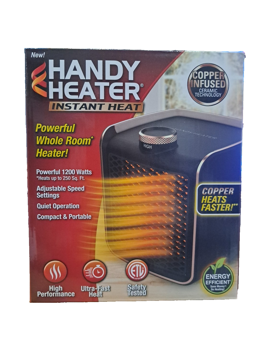 Handy Heater Instant Heat Pro Copper Infused Whole Room Heater 1500W Black New gallery