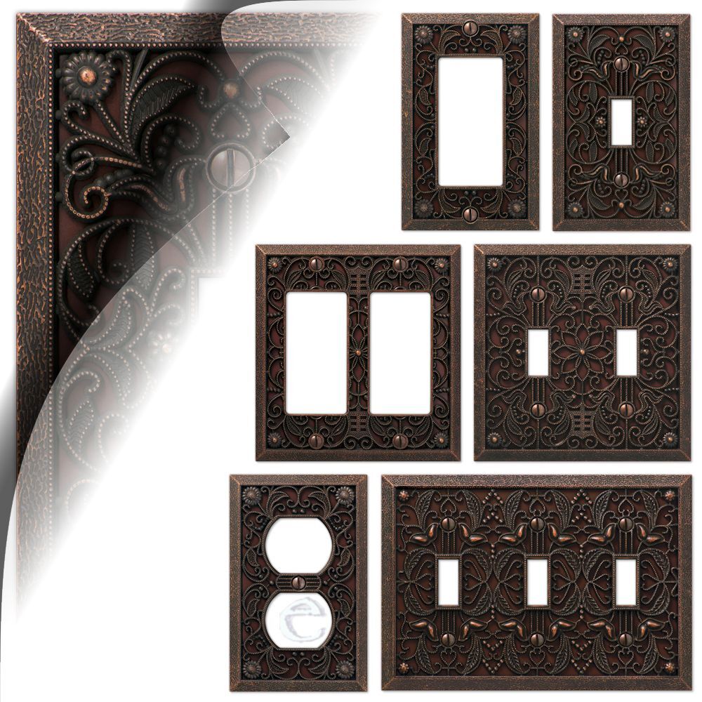 Aged Bronze Filigree Switch Cover Plate Vintage Arabesque gallery
