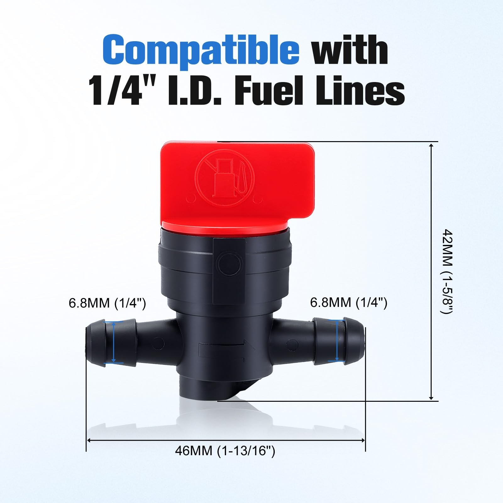 5pcs 1/4" InLine Straight Fuel Cut-Off Shut-Off Valve Petcock Riding Mower gallery