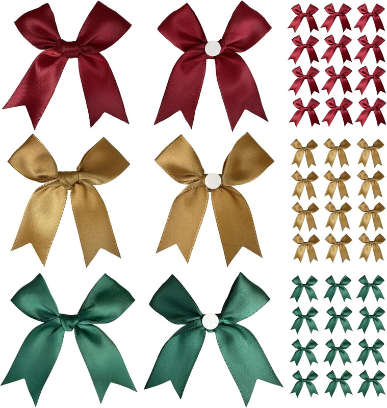 Gift Wrap Bows 3.3", 60Pcs Elegant Bulk Shiny Bows for Gift Wrapping (Deep Red/G gallery