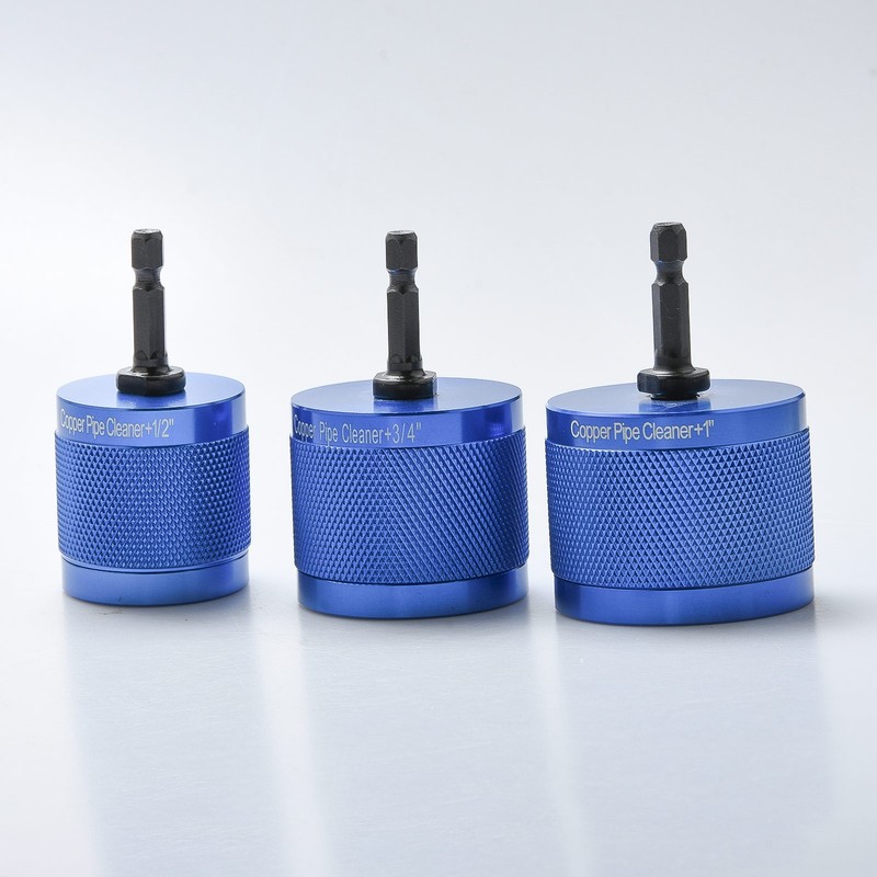 3pcs Copper Pipe Cleaner Dual-Use Manual & Drill 1/2" 3/4" 1" Solder Prep Kit gallery