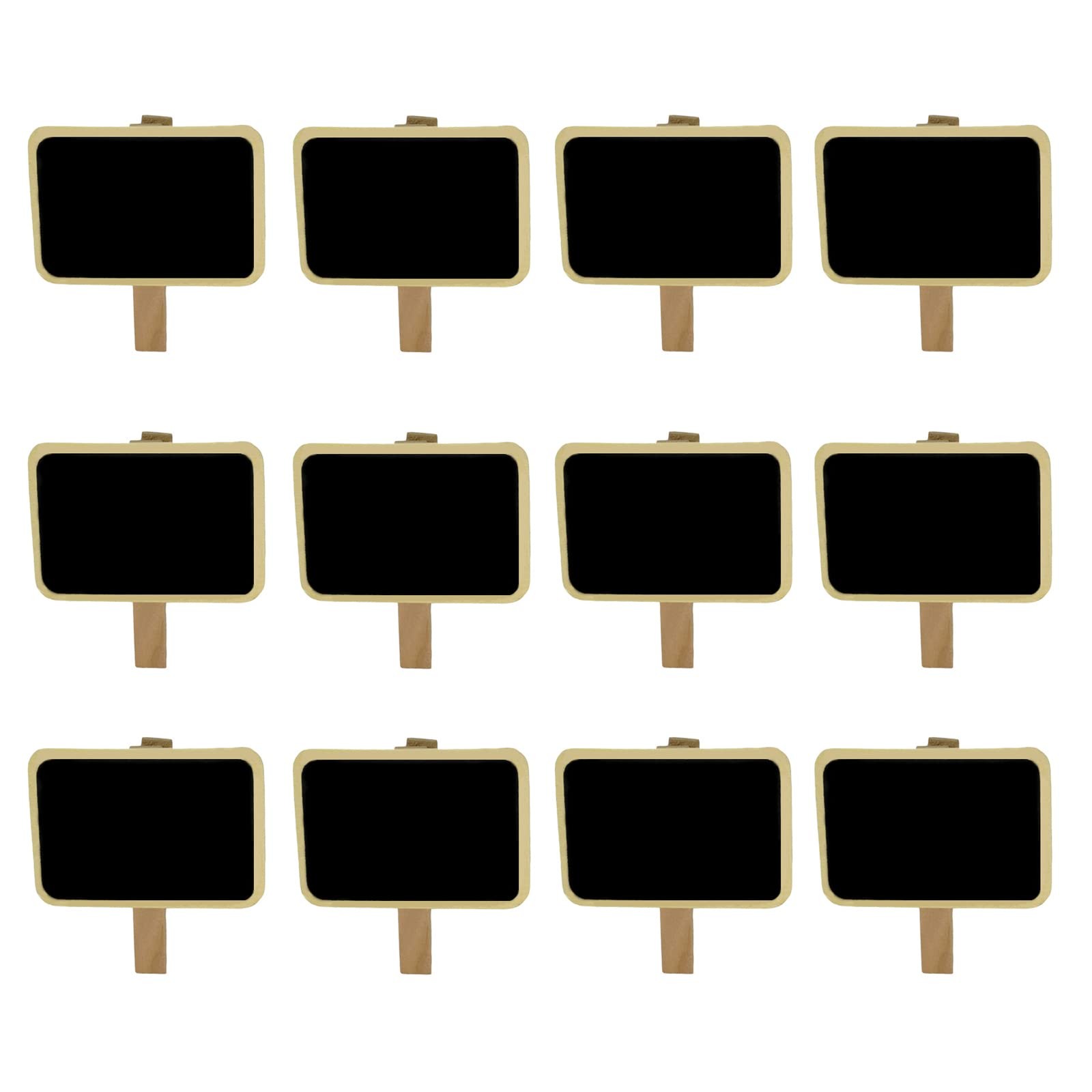 12 Mini Retangle Chalkboard Blackboard with Wooden Clip Message Board Signs a... gallery