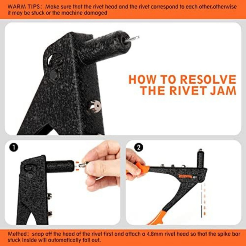 Heavy Hand Riveter Rivet Gun Professional Pop Rivet Gun Kit with 200pcs Rivets gallery