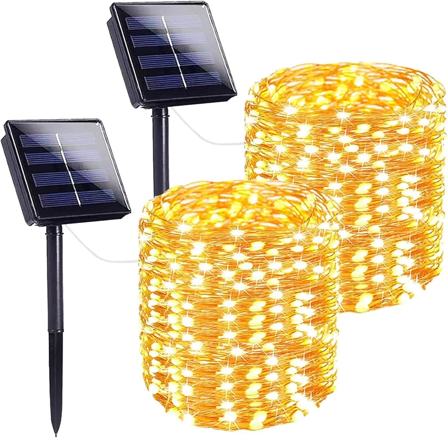 Extra-Long LED Solar String Outdoor Lights - Pack of 2, Warm White gallery