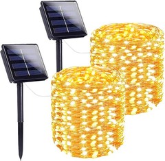 Extra-Long LED Solar String Outdoor Lights – Pack of 2, Warm White