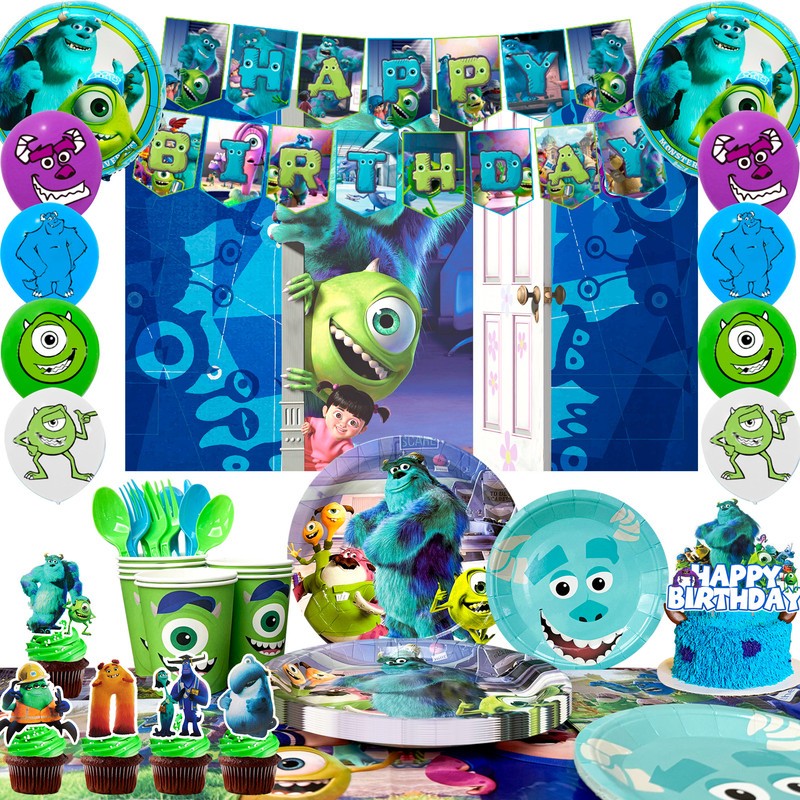 114 Pcs Monsters Inc Party Decorations Set Plates Tableware Balloons Cake Topper gallery