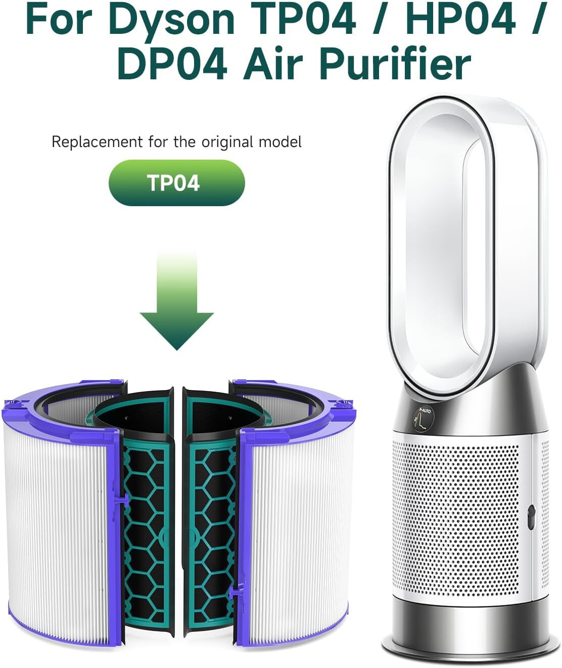 1 Pack Filter for Dyson TP04 HP04 DP04 TP05 DP05 Air Purifier Filter + FREE SECT gallery