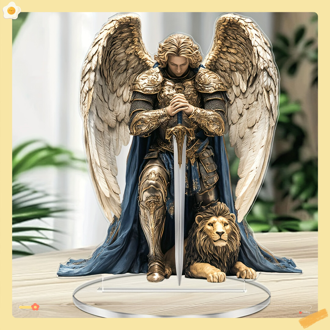1pc Archangel Michael Acrylic Desktop Decoration Perfect Religious Angel Statue gallery