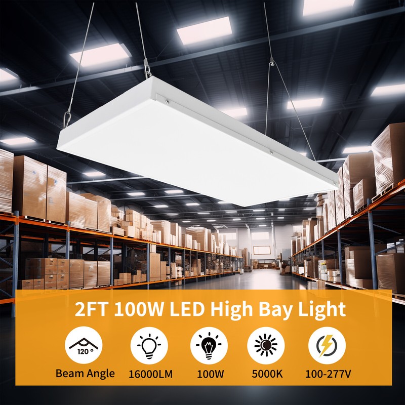 100Watt LED Linear High Bay Light Warehouse Commercial Ceiling Fixture, 100-277V gallery