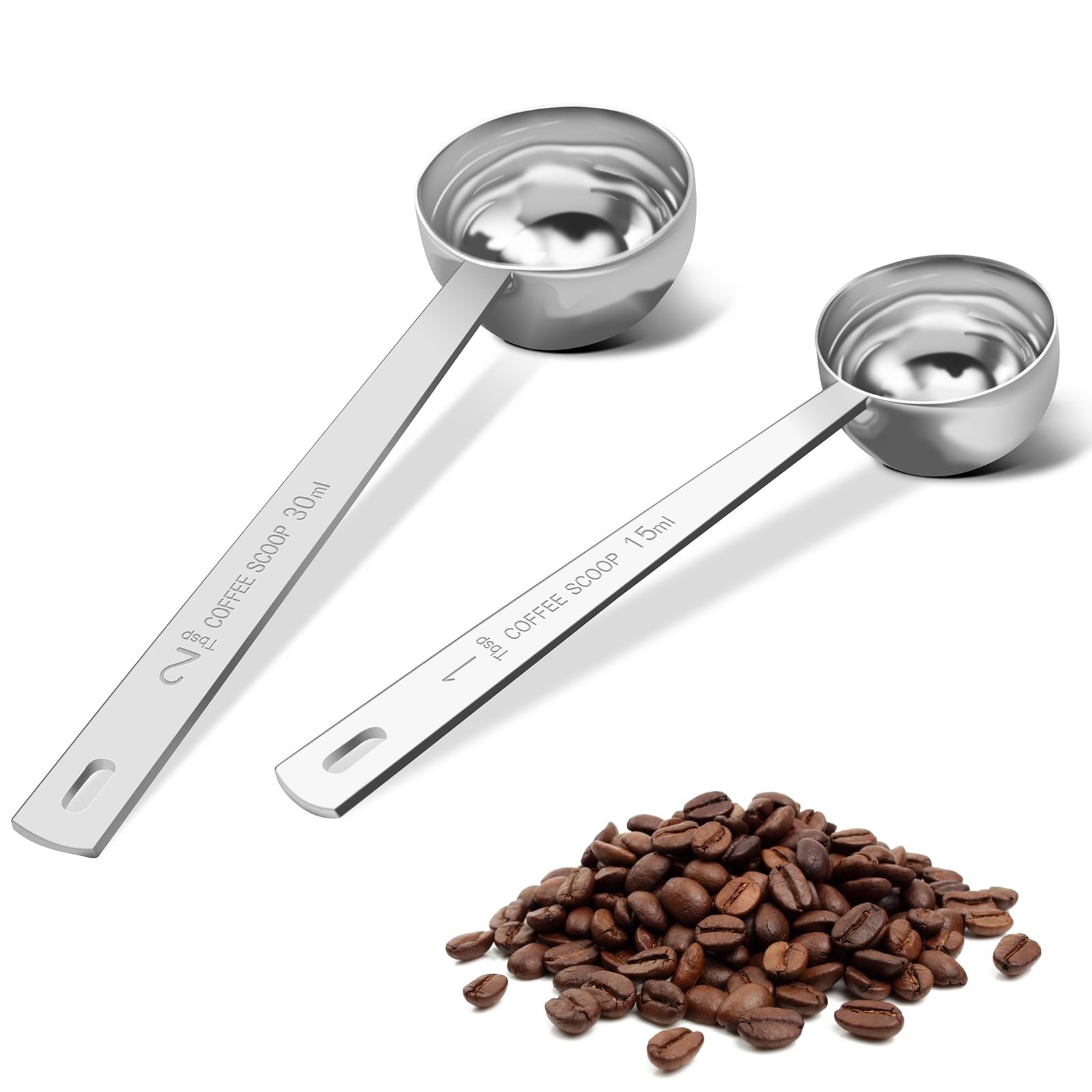 Coffee Scoop Set, Tablespoon Scoop 2 Pc Set (1 Tbsp & 2 Tbsp), Stainless Stee... gallery