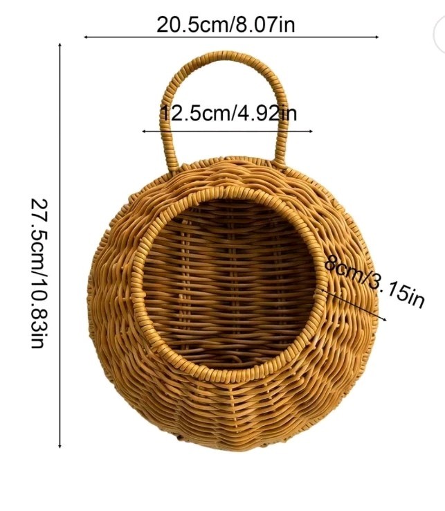 Cadancy Woven Wall Hanging Basket Half Round Rattan Planter with Handle... gallery