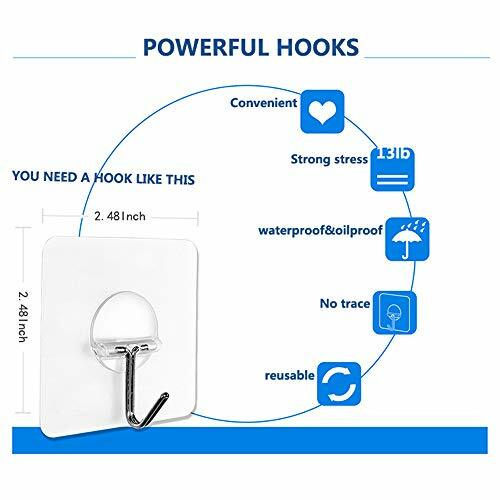 Wall Hooks 13lb (Max) Reuseable ,Waterproof & Oilproof,Self Adhesive,8 Pack gallery