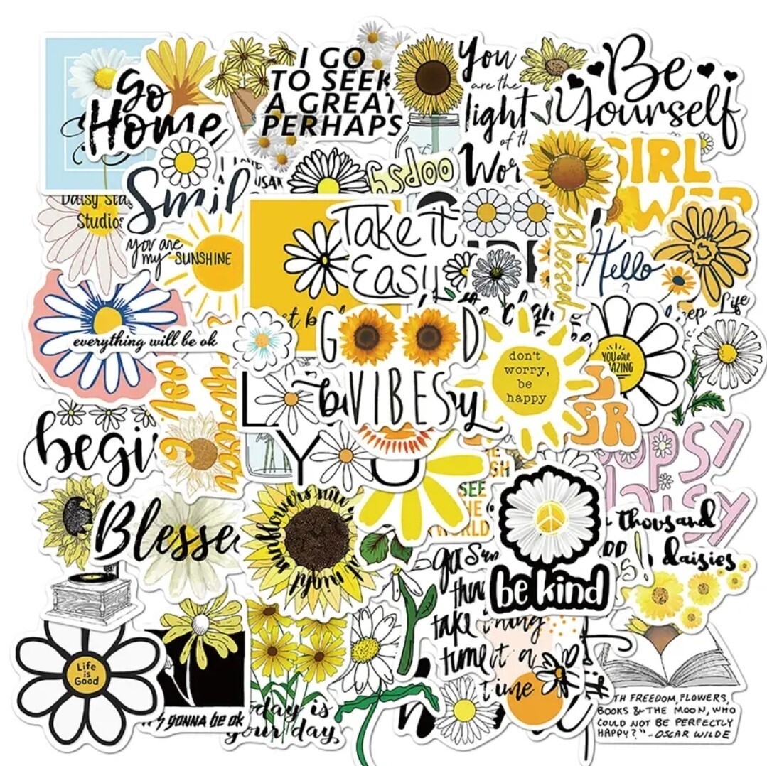 50pc Daisy Words Stickers - Great for Stocking Stuffer gallery
