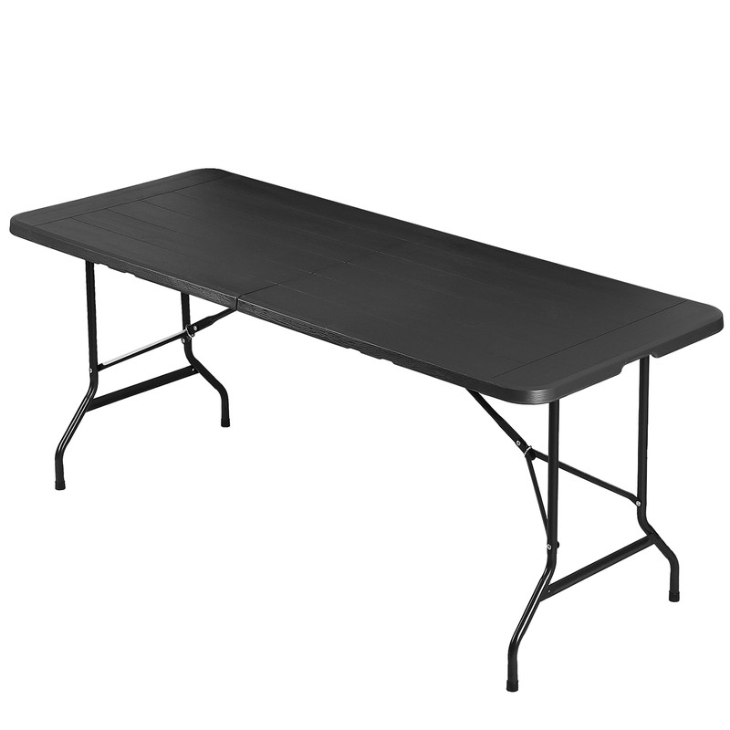 Rectangular Plastic 6 Ft Folding Table Dining Picnic Camp W/Handle 220lbs Black gallery
