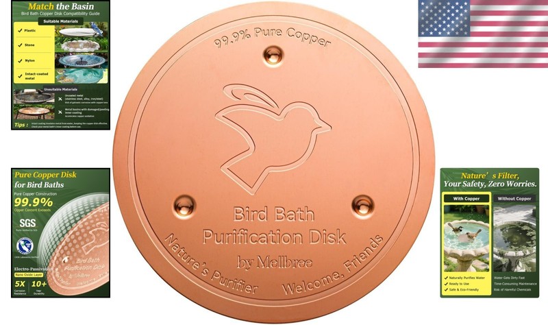 99.99% Pure Copper Bird Bath Disk: Universal Fit for Clean Water All gallery