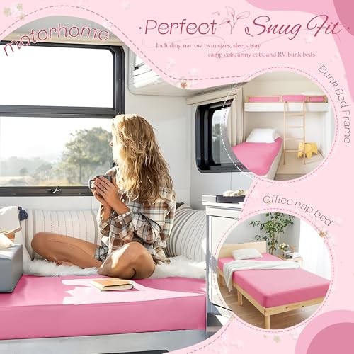 1Pcs Cot Sheets 31" x 75" - 1800 Thread Count Cot Microfiber Fitted Pink gallery