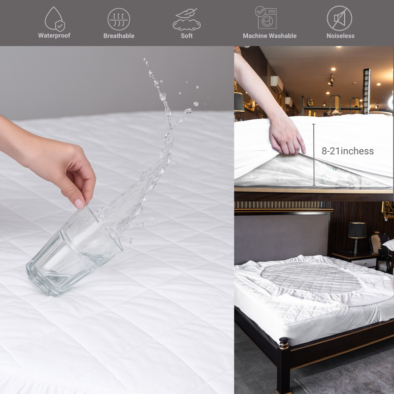 Quilted Waterproof Mattress Protector –Extra Layer, Deep Pocket, Noiseless Cover gallery