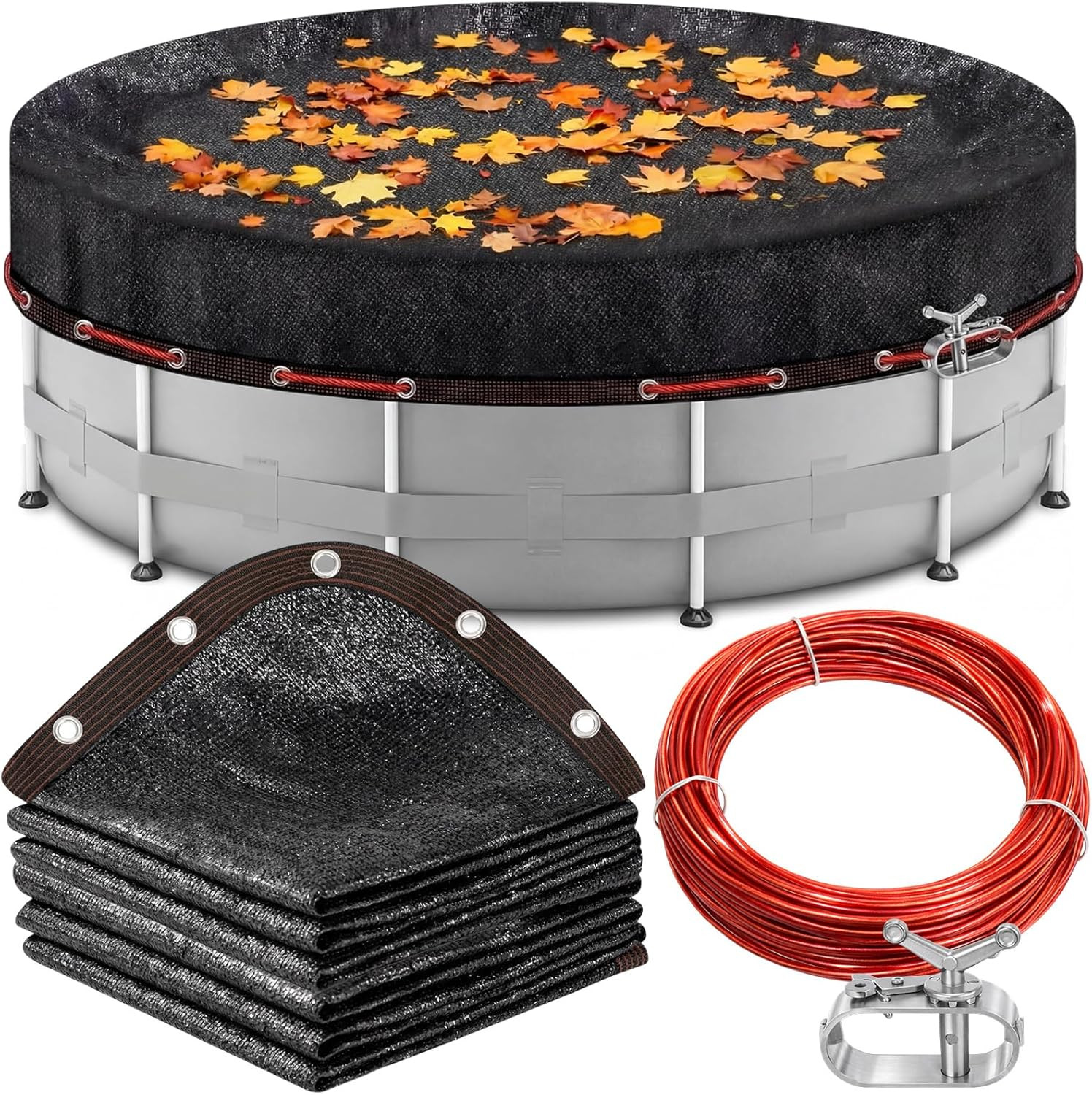 24Ft Pool Leaf Net Cover for above Ground Pools, round Winter Mesh gallery