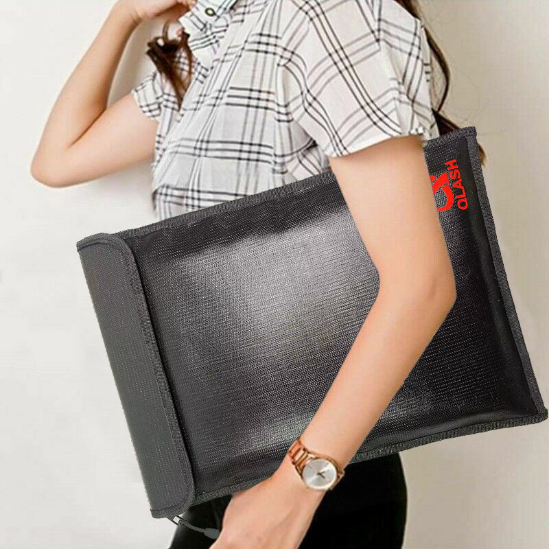 Extra Large 2000℉ Fire Proof money Bag Fireproof Document Pouch Waterproof Safe