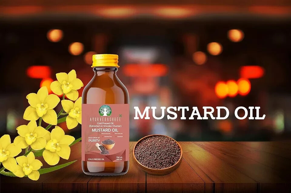 AYURVEDASHREE Cold Pressed Mustard Oil, 3.38 fl 100% Pure Natural, GMO-Free gallery