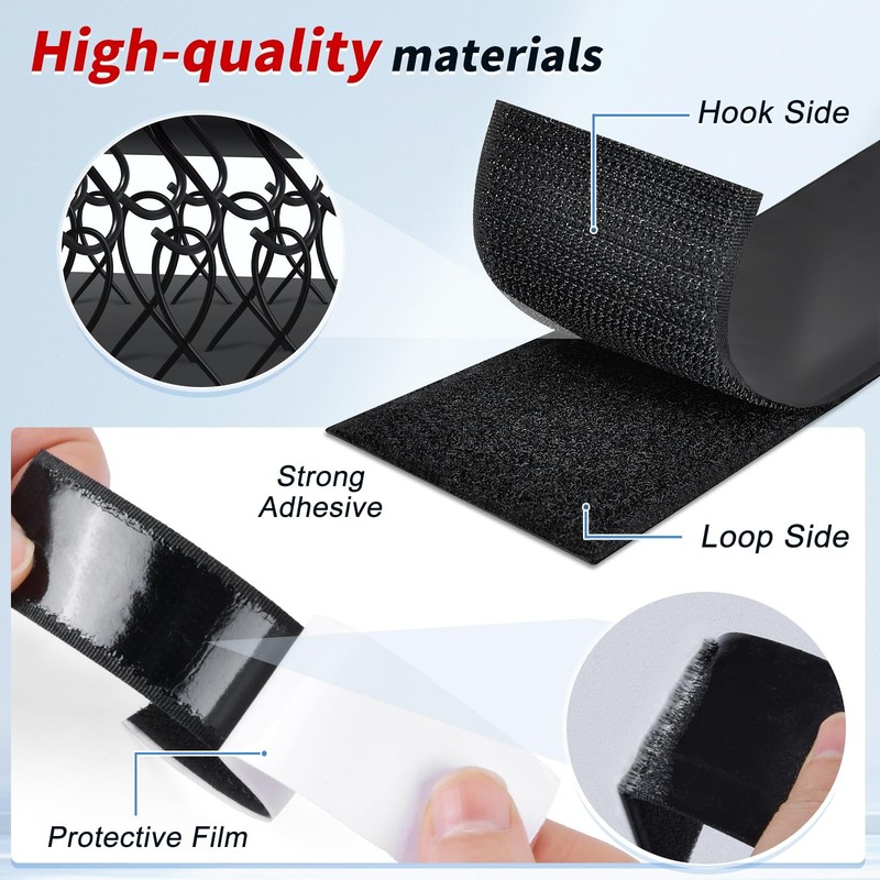 1 Inch x 27Ft Hook and Loop Strips with Adhesive, Double 1 In x 27Ft, Black gallery