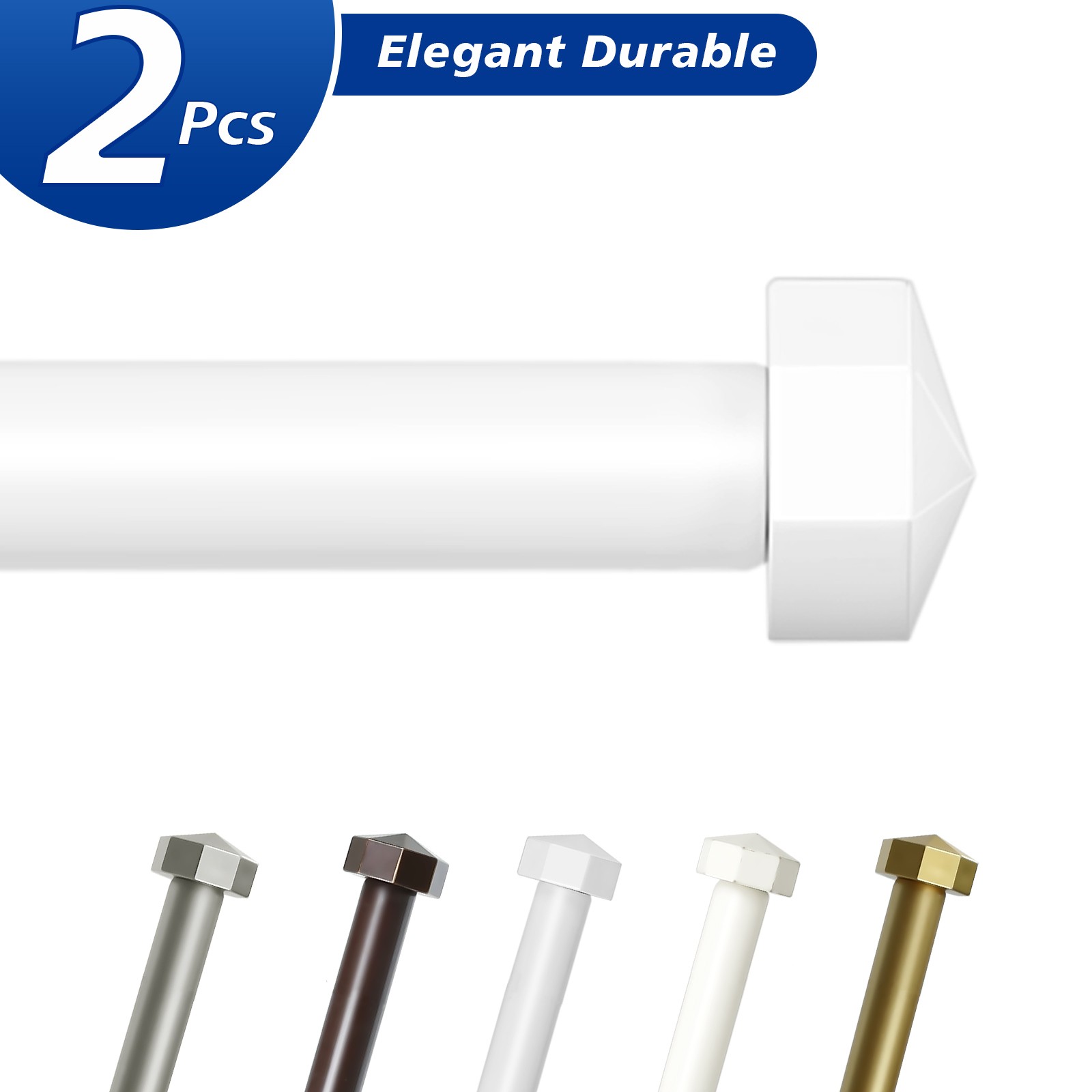 2-1 PCS Single Curtain Rod w/ Octagonal Finial, 5/8 In Dia Drapery Rods 28"-120" gallery