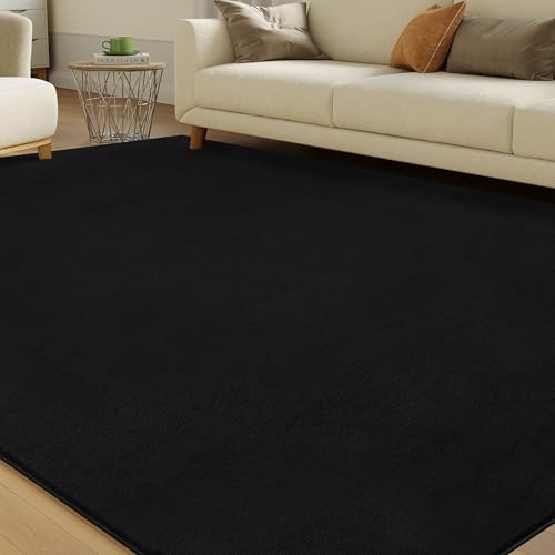 Solid Washable Area Rug - 5x7 Medium Pile Faux Cashmere Carpet for Living Room