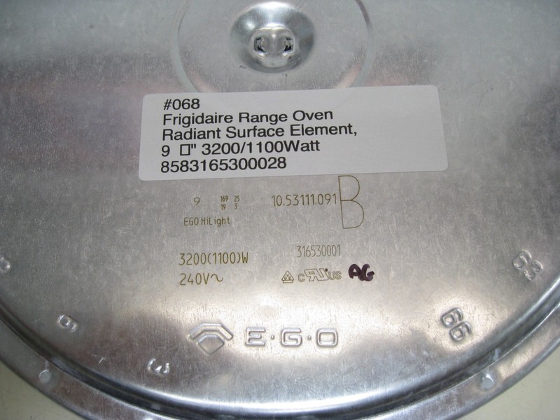 Frigidaire Range Oven Radiant Surface Element, 9 ⅞" 3200/1100W 8583165300028 gallery