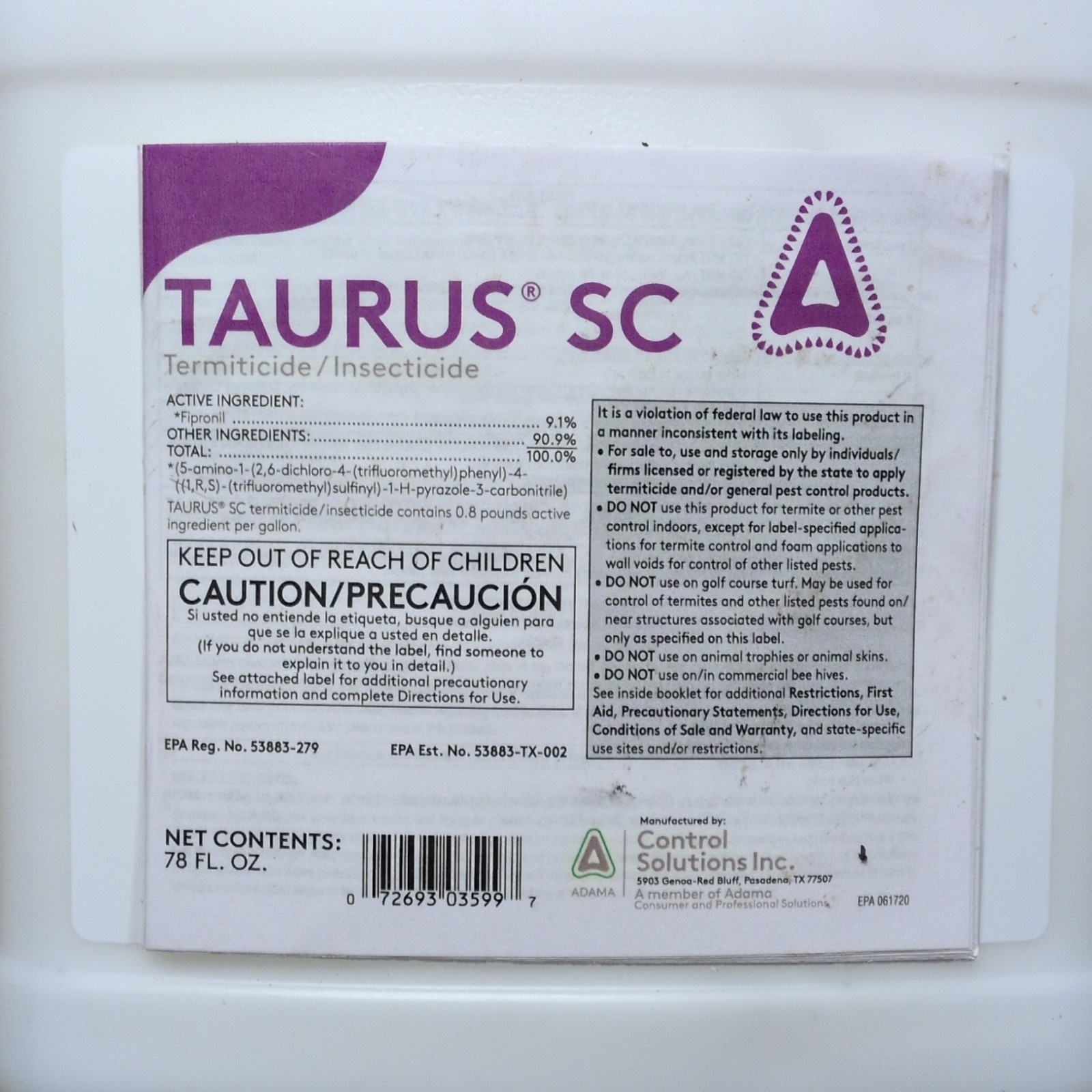 Control Solutions Taurus SC Termite Concentrate Liquid 78 fl oz Indoor/Outdoor gallery