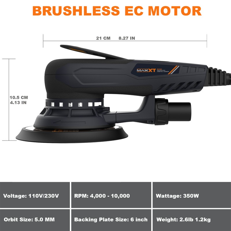 MAXXT Random Orbital Sander Brushless 350W Variable Speed 150mm (6") gallery