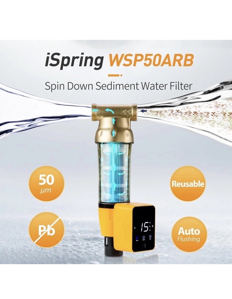 iSpring WSP50ARB Spin Down Sediment Water Filter,Auto Flushing Module,Pre filter gallery